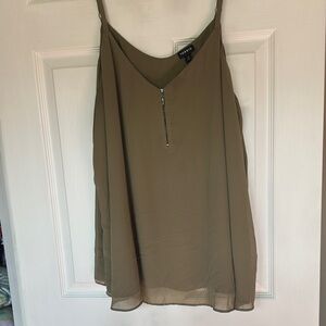 Torrid Size 3 / 3x Olive Green Layered Chiffon Zip-Front
